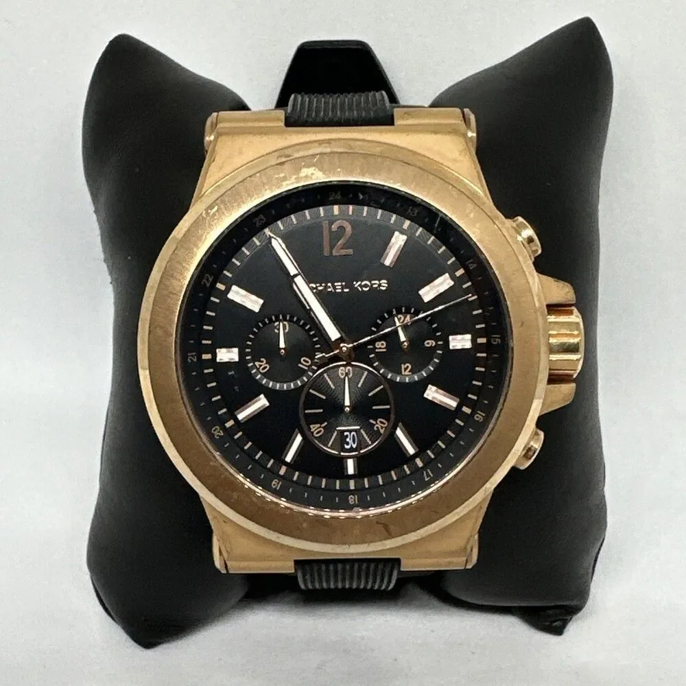 Michael Kors MK8184 Men's Black Silicone Strap Analog Dial Quartz Watch HME646